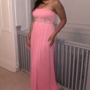 Pink Strapless Dress w/Rhinestones (Weddings/Prom)